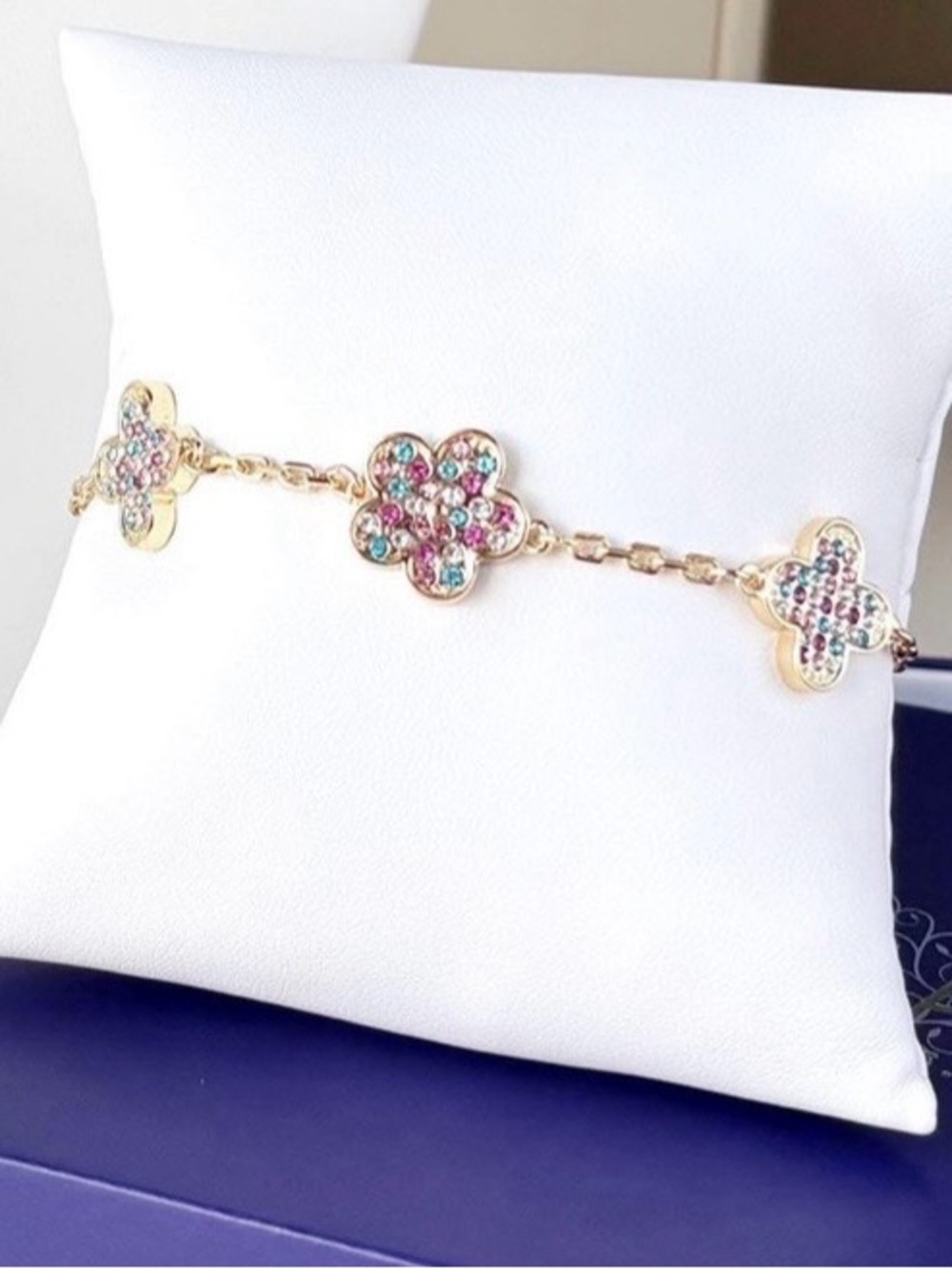 Park Lane “Pixie” Gold-Tone Multi-Color Crystal Clover Bracelet! NWT